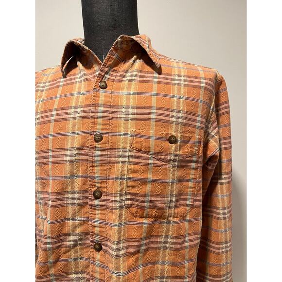 The Territory Ahead Long Sleeve Cotton Button Down Orange Plaid Size L JL - Picture 1 of 12